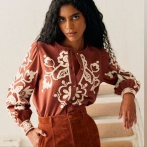 Sezane Felicianne Embroidered Blouse
